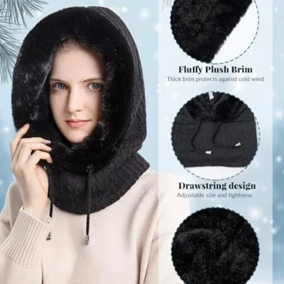 Windproof Fleece Balaclava Ski Mask Scarf Set One Size Adjustable